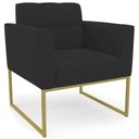 Ver imagem 1 de Poltrona Decorativa Base Industrial Dourado Ana Veludo Preto- Ibiza