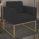 Ver imagem 2 de Poltrona Decorativa Base Industrial Dourado Ana Veludo Preto- Ibiza