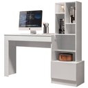 Ver imagem 1 de Mesa Escrivaninha com Armário Lateral 1 Gaveta 149cm Lion B03 Branco - Mpozenato