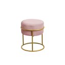 Ver imagem 5 de Kit 2 Puff Redondo Decorativo Estofado em Veludo Base Metálica Dourada Cor Rosé