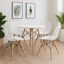Ver imagem 5 de Conjunto Mesa Eames 90cm Branca com 4 Cadeiras Kaila Branca Dsw Polipropileno Sala Jantar