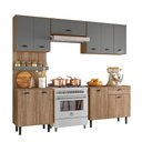 Ver imagem 1 de Cozinha Compacta Bianca Carvalho/Chumbo + Balcão Bianca com Tampo Carvalho