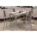 Ver imagem 1 de Conjunto: Mesa Sala Jantar Elba Aço C/ Tampo de Vidro 120x80cm e 4 Cadeiras Florença Cromada -