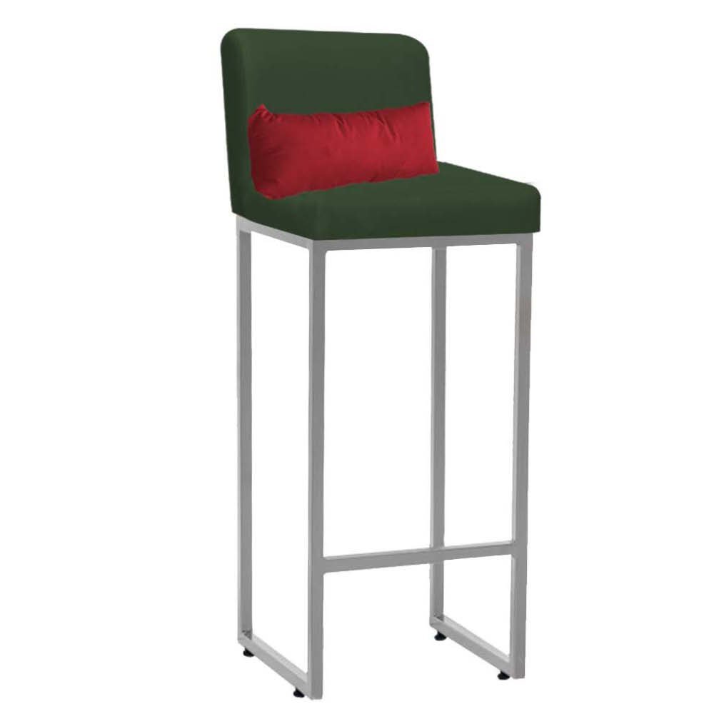 Kit Mesa Bistrô Lucca e 2 Banqueta Lucca Tampo Rústico Ferro Cinza Suede Verde e Almofada Vermelho - - 3
