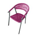 Ver imagem 2 de Kit 2 Cadeiras Decorativa Joana em Corda Náutica e Base em Alumínio Cinza/rosa