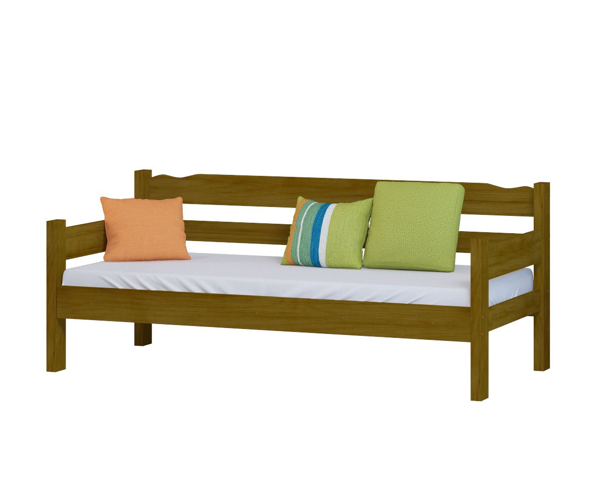 Sofa Cama de Madeira Maciça Cor Imbuia - 2