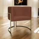 Ver imagem 2 de Poltrona Decorativa Recepção Luna Suede Base Ferro Champagne