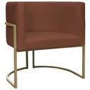 Ver imagem 1 de Poltrona Decorativa Recepção Luna Suede Base Ferro Champagne