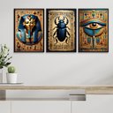 Ver imagem 1 de Kit 3 Quadros Decorativos Artes Egípcias 45x34cm - com Vidro:moldura Branca