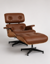 Ver imagem 1 de Poltrona Charles Eames com Puff - Freijó em Couro Telha