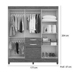 Guarda Roupa New Mafra 177cm 7 Portas Freijó Cinza Moval - 4