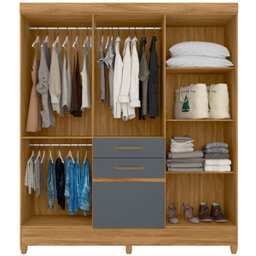 Guarda Roupa New Mafra 177cm 7 Portas Freijó Cinza Moval - 3