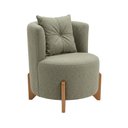 Ver mais imagens de Kit Poltrona e Puff Luna Decorativa Curvo Orgânico Boucle Verde - Montanaris Decor