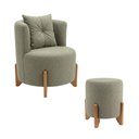 Ver imagem 7 de Kit Poltrona e Puff Luna Decorativa Curvo Orgânico Boucle Verde - Montanaris Decor