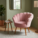 Ver imagem 3 de Poltrona Pétala Veludo Luxo Rosê Pés Palito Decorativa