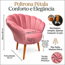 Ver imagem 2 de Poltrona Pétala Veludo Luxo Rosê Pés Palito Decorativa