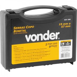 Jogo de serras copo bimetal em aço rápido com 9 peças SCV 200 Vonder - 2
