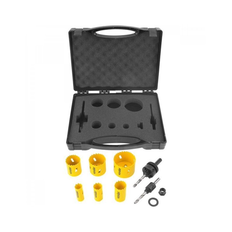 Jogo de serras copo bimetal em aço rápido com 9 peças SCV 200 Vonder