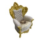 Ver imagem 2 de Poltrona Bege com Dourado Ideal para Hall Sala Escritório a:130 L:96 P:56