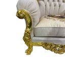 Ver imagem 5 de Poltrona Clássica Bege com Detalhes Dourados 130x96x56cm
