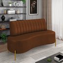 Ver imagem 2 de Sofá 2 Lugares Living 160cm Pé Ferro Dourado Maraú Sint Pu Marrom K01 - D'Rossi