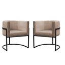 Ver imagem 1 de Kit 2 Poltronas Reforçadas Decorativa Sala Carla Base Ferro Preta Suede Capuccino