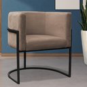 Ver imagem 2 de Kit 2 Poltronas Reforçadas Decorativa Sala Carla Base Ferro Preta Suede Capuccino