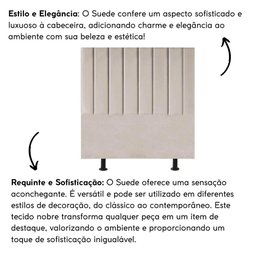 Cabeceira Estofaa Cama Casal 140cm Lídia Suede e Frame Bege - 5