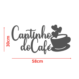 Cantinho do Cafe - Xícara - Decorativo - MDF - Preto - Escrita Placa Aplique - 58x30cm - 2