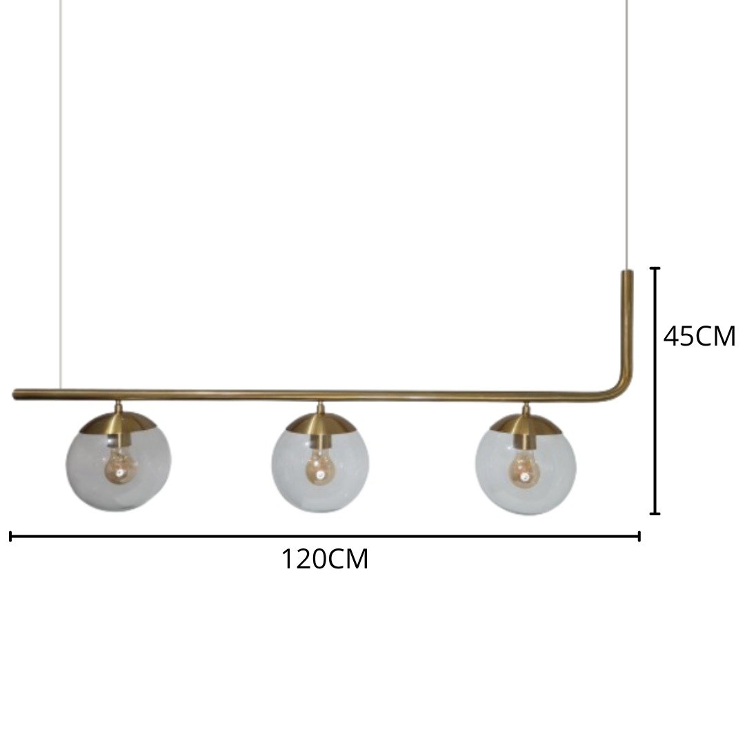 Pendente 3 Bolas 20cm Mesa Jantar Escritorio Bancada:cobre Escovado - 3