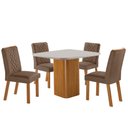 Ver imagem 2 de Conjunto Mesa de Jantar 90cm com 4 Cadeiras Estofadas Multimóveis Crrft-CON050 Madeirado/Off White/
