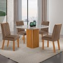 Ver imagem 1 de Conjunto Mesa de Jantar 90cm com 4 Cadeiras Estofadas Multimóveis Crrft-CON050 Madeirado/Off White/
