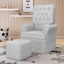 Ver imagem 2 de Kit 02 Poltronas de Amamentação e Descanso Com Balanço Laís G05 Linho Cinza Claro - Mpozenato