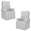 Ver imagem 1 de Kit 02 Poltronas de Amamentação e Descanso Com Balanço Laís G05 Linho Cinza Claro - Mpozenato
