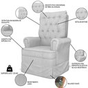 Ver imagem 3 de Kit 02 Poltronas de Amamentação e Descanso Com Balanço Laís G05 Linho Cinza Claro - Mpozenato