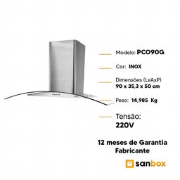 Coifa de Parede Philco Pco90g Curva 90cm Inox Dupla Filtragem - 220v - 7