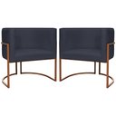Ver imagem 1 de Kit 2 Poltronas para Sala de Recepção Luna Suede Cores Base de Ferro Bronze - Preto, Suede