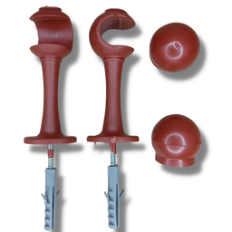 2 Kit Suporte Cortina Varão Simples 19mm C/ Ponteira Mogno - 2