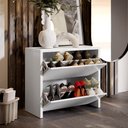 Ver imagem 2 de Sapateira Banco Organizadora 2 Portas Basculantes Hall de Entrada Closet Mel - Branco