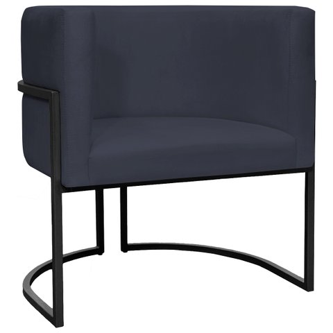 Poltrona Decorativa para Recepção Luna Suede Base de Ferro Preto