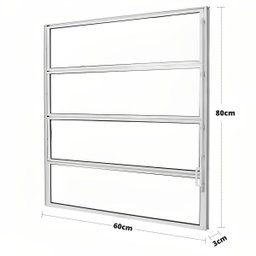 Janela de Alumínio Branco | Vitro Basculante 4 Folhas | Linha Fortline | Atlântica A=0,80m x L=0,60m - 2