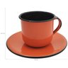 Caneca Esmaltada Xícara Com Pires Para Chá Café 150ml Laranja - 2