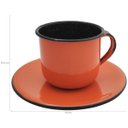 Ver imagem 2 de Caneca Esmaltada Xícara Com Pires Para Chá Café 150ml Laranja