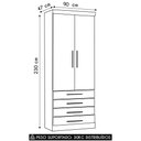 Ver imagem 3 de Guarda Roupa Modulado 90cm 2 Portas 4 Gavetas Taiga Branco L01 - Mpozenato