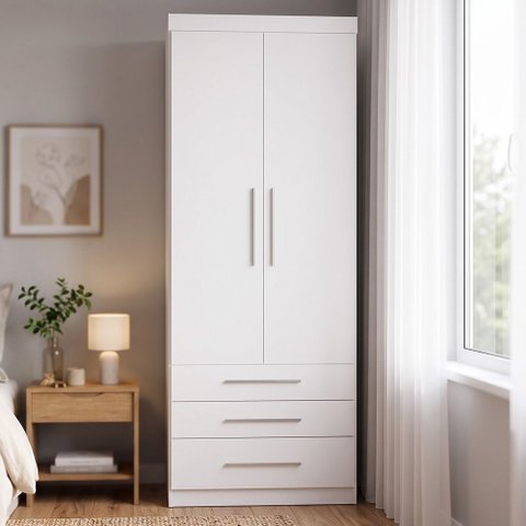 Guarda Roupa Modulado 90cm 2 Portas 4 Gavetas Taiga Branco L01 - Mpozenato