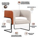 Ver imagem 4 de Kit 02 Poltronas Scarlett D02 Base Aço Preto Couríssimo Camel B-14 Linho Cru C-443 - Lyam Decor