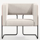 Ver imagem 6 de Kit 02 Poltronas Scarlett D02 Base Aço Preto Couríssimo Camel B-14 Linho Cru C-443 - Lyam Decor