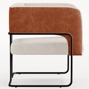 Ver imagem 7 de Kit 02 Poltronas Scarlett D02 Base Aço Preto Couríssimo Camel B-14 Linho Cru C-443 - Lyam Decor