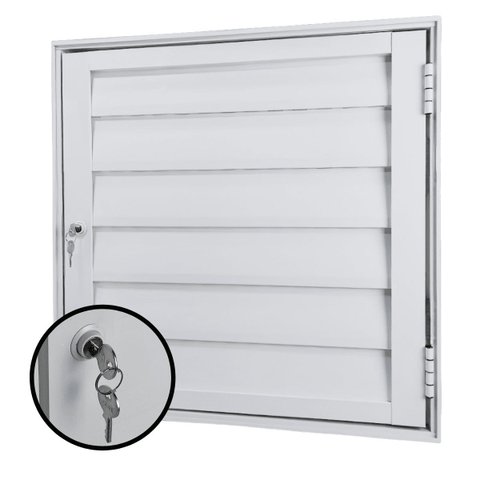 Porta Alçapão Alumínio Branco | Venezianas Ventiladas | Linha Fortline | Atlântica A=0,60m x L=0,60m