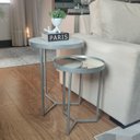 Ver imagem 1 de Conjunto Mesa Lateral Viena Prata com Espelho